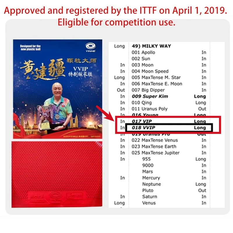 YINHE VVIP Maste Long Pips Tab - Table Tennis Shop ulasan dan harga